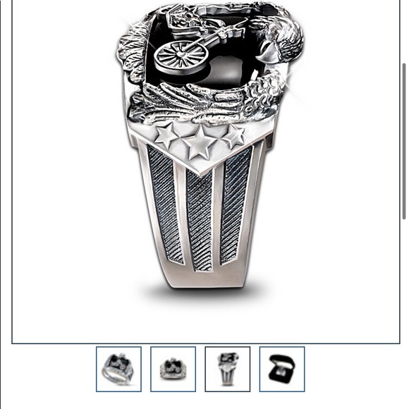 🏍 Silver & Onyx Motorcycle Ring - Picture 6 of 13